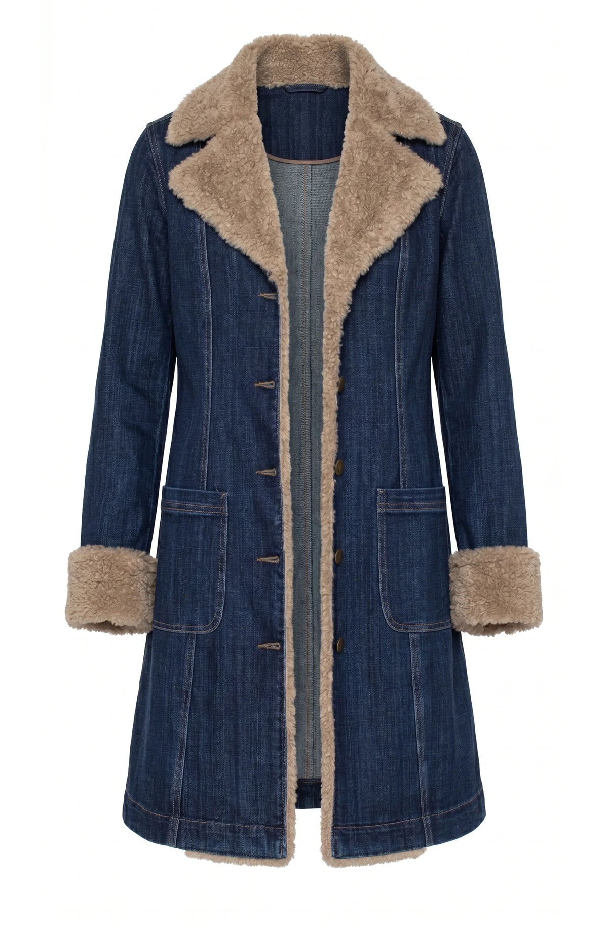 Sherpa Trimmed Notch Collar Jacket